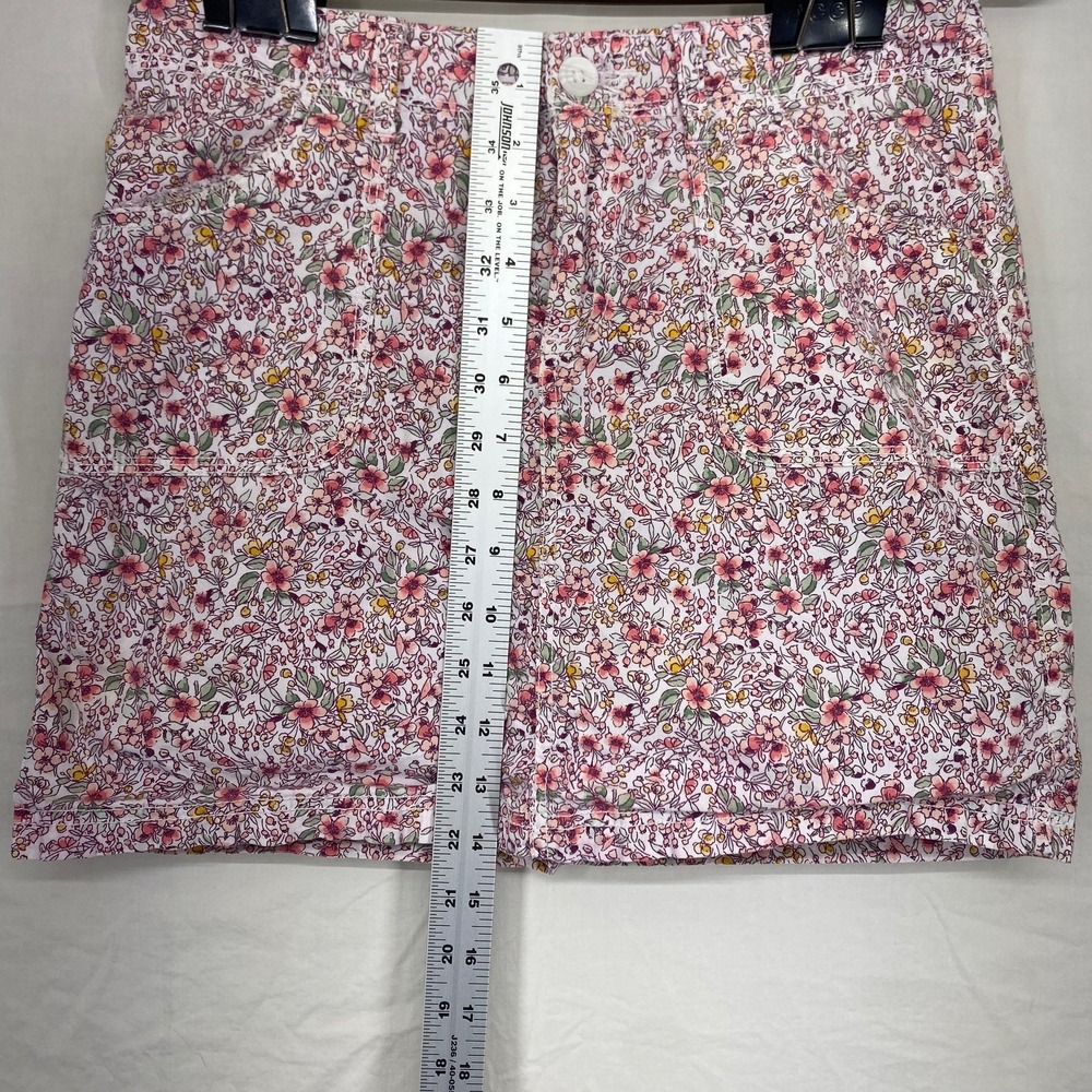 Floral Cotton Stretch Skort Pink Purple Botanical Print Mini Skirt Shorts